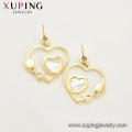 E-719 xuping moda 14k beleza da cor do ouro coração forma de design de zircão sintético brincos de gota das mulheres